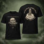 Three Bells Double-Sided Tee front and back with updated artwork on misty green