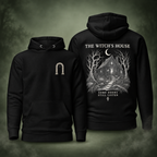 The Witch’s House Hoodie front and back on a misty sage green background